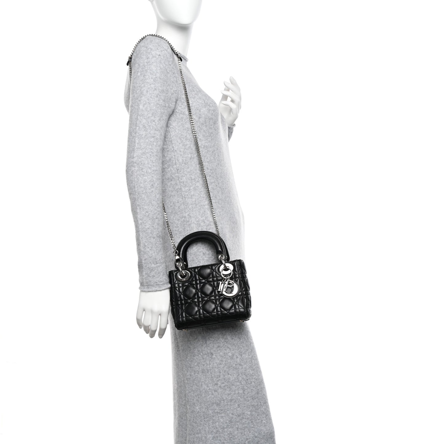 Lambskin Cannage Mini Lady Dior Black