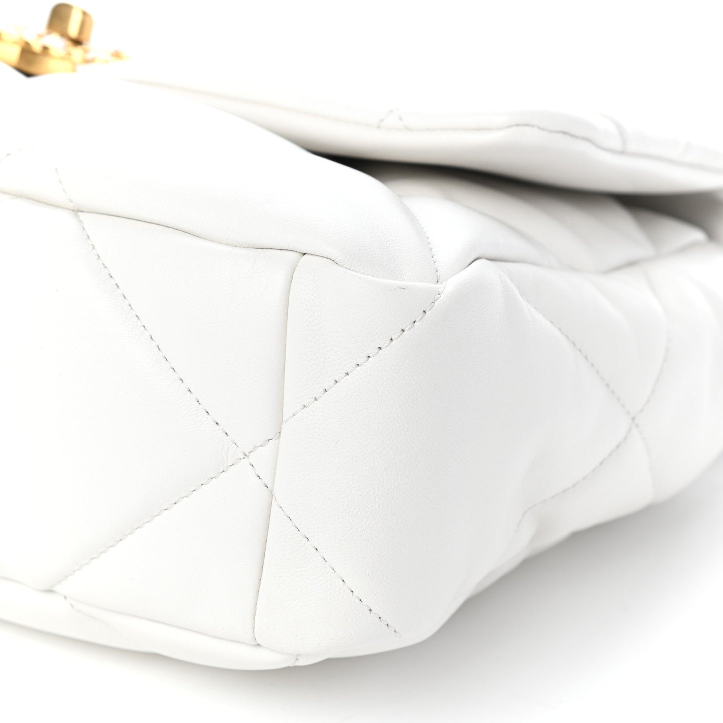 Goatskin Quilted Large Chanel 19 Flap White