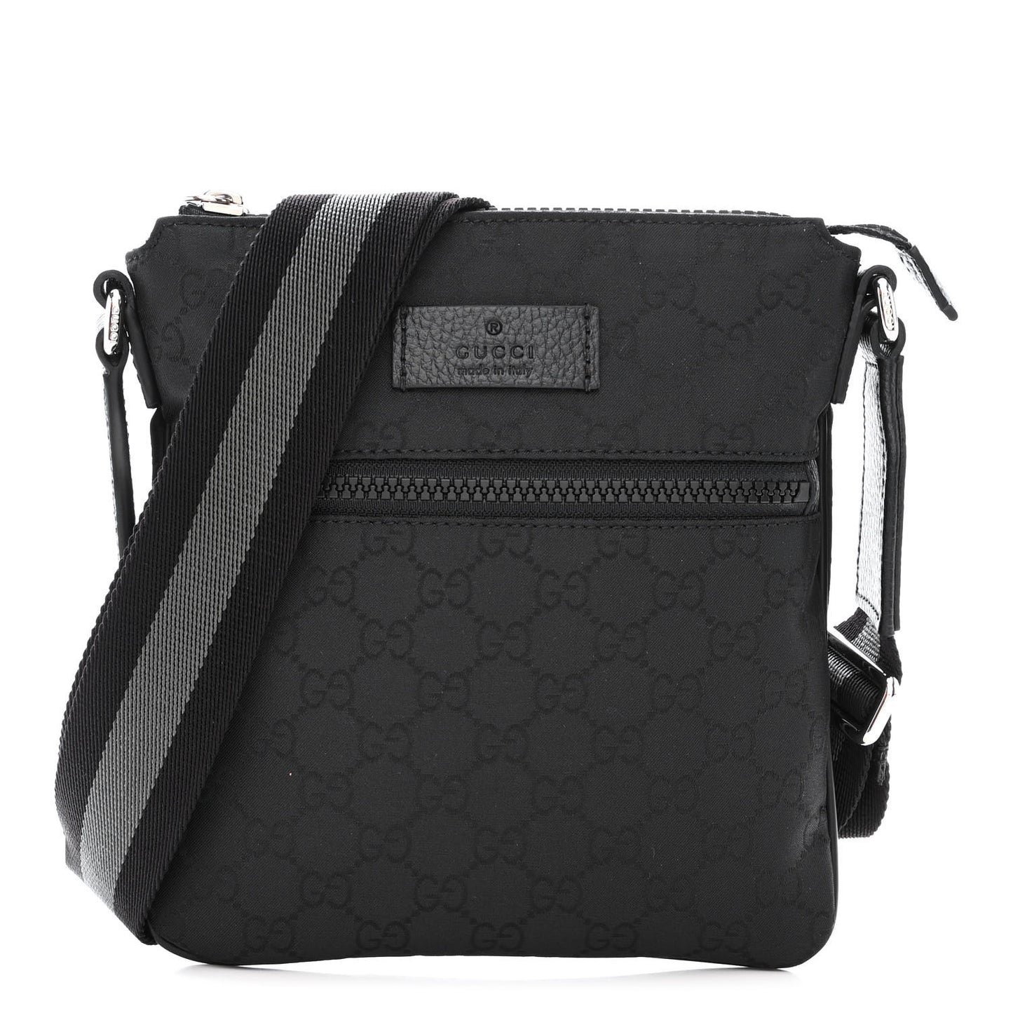 Nylon Monogram Mini Flat Messenger Bag Black