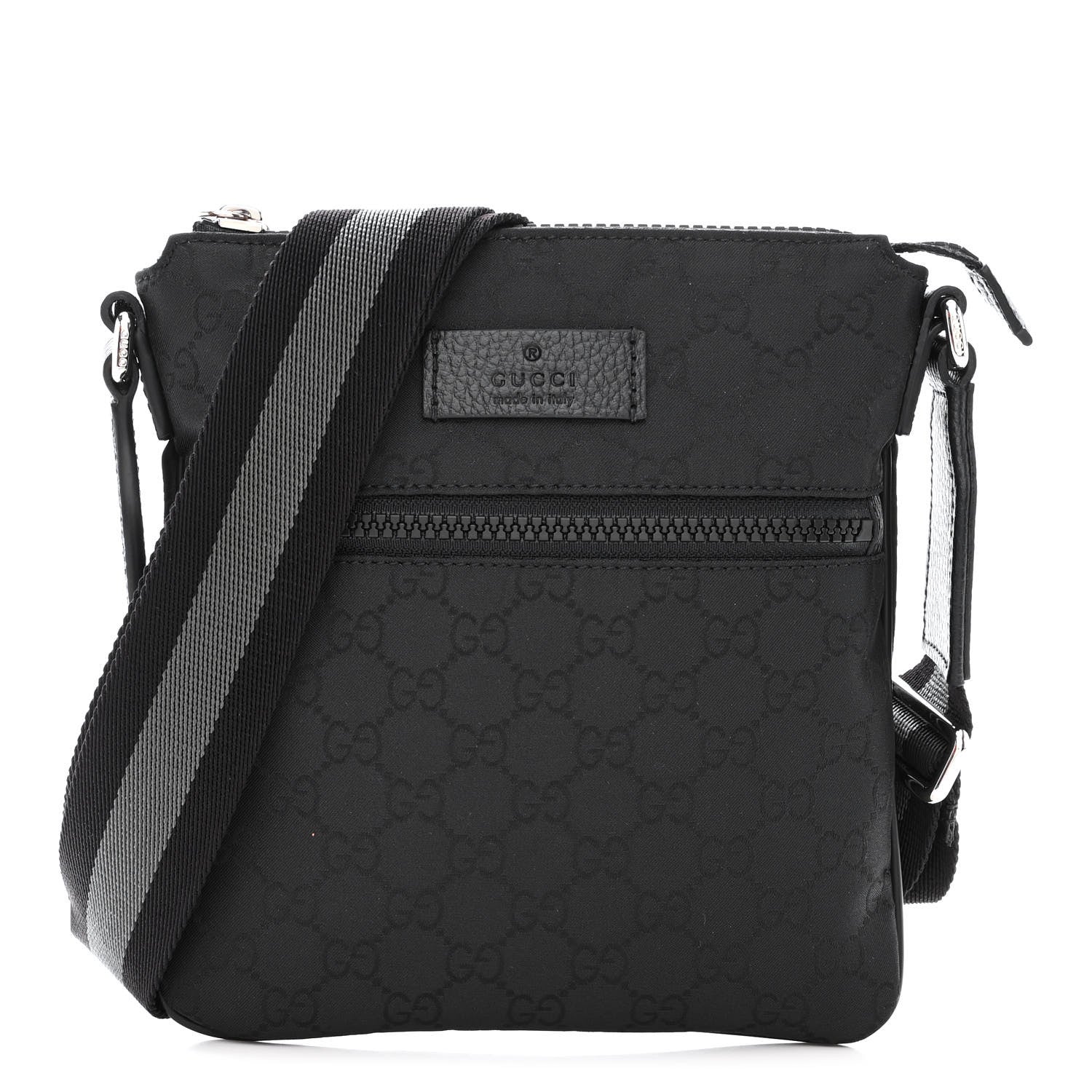 Gucci Nylon Monogram Mini Flat Messenger Bag Black 1 of 10