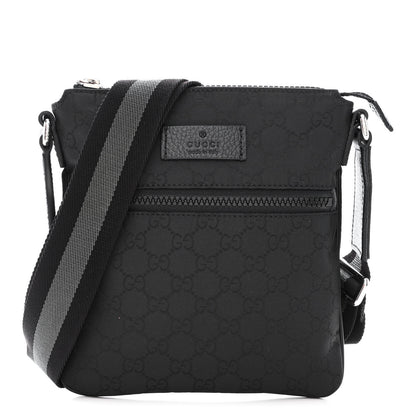 Gucci Nylon Monogram Mini Flat Messenger Bag Black 1 of 10