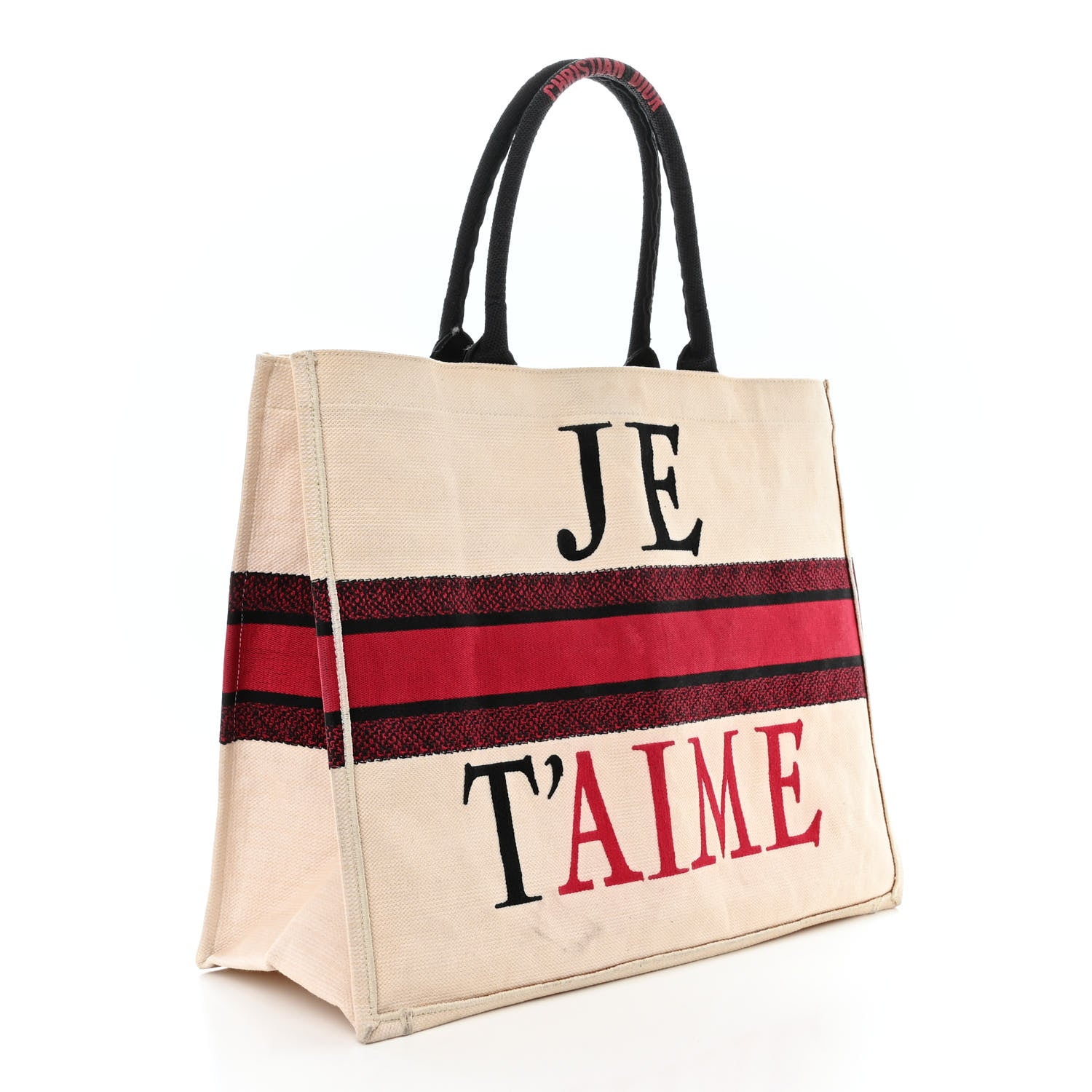 Christian Dior Canvas DiorAmour Chinese Valentines Je T’aime Large Book Tote White Red 3 of 12