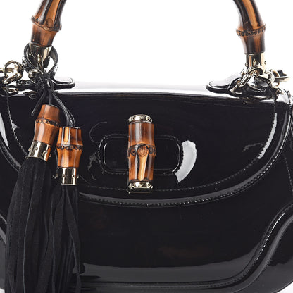 Gucci Patent Medium New Bamboo Top Handle Bag Black 8 of 10