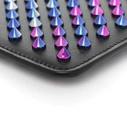 Christian Louboutin Calfskin Spiked Medium Pouch Black 8 of 10
