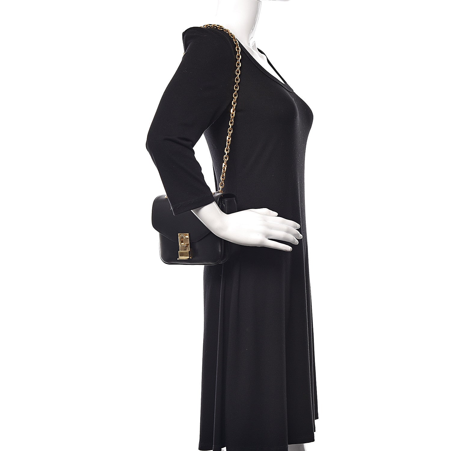 Celine Shiny Calfskin Small C Bag Black 2 of 10