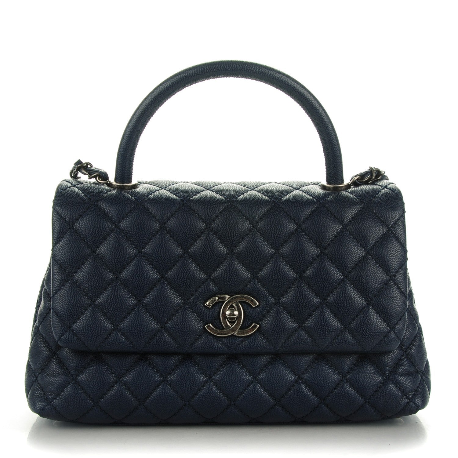 Chanel Caviar Quilted Small Coco Handle Flap Navy 1 of 8