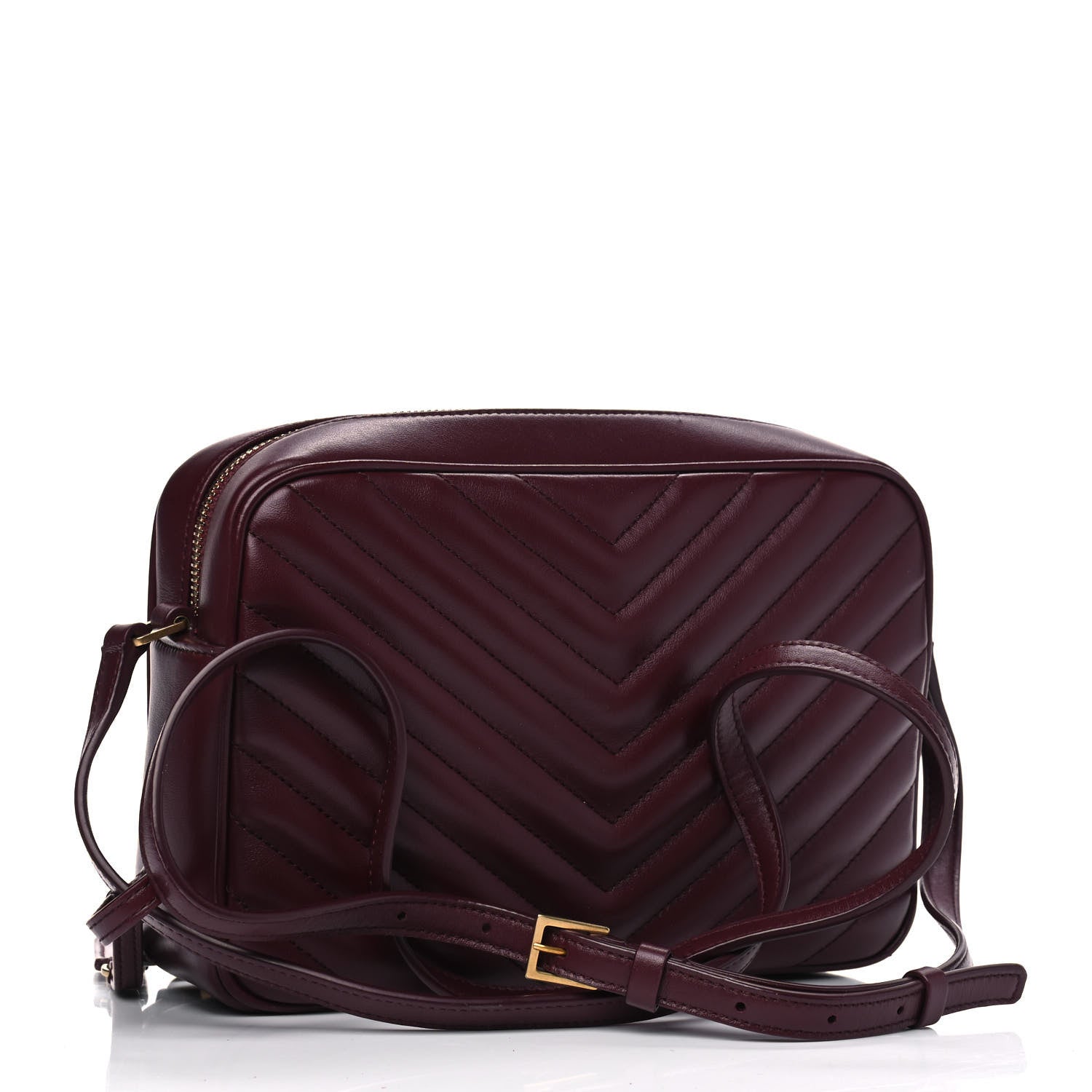 Saint Laurent Calfskin Matelasse Monogram Lou Camera Bag Dark Legion Red 2 of 5