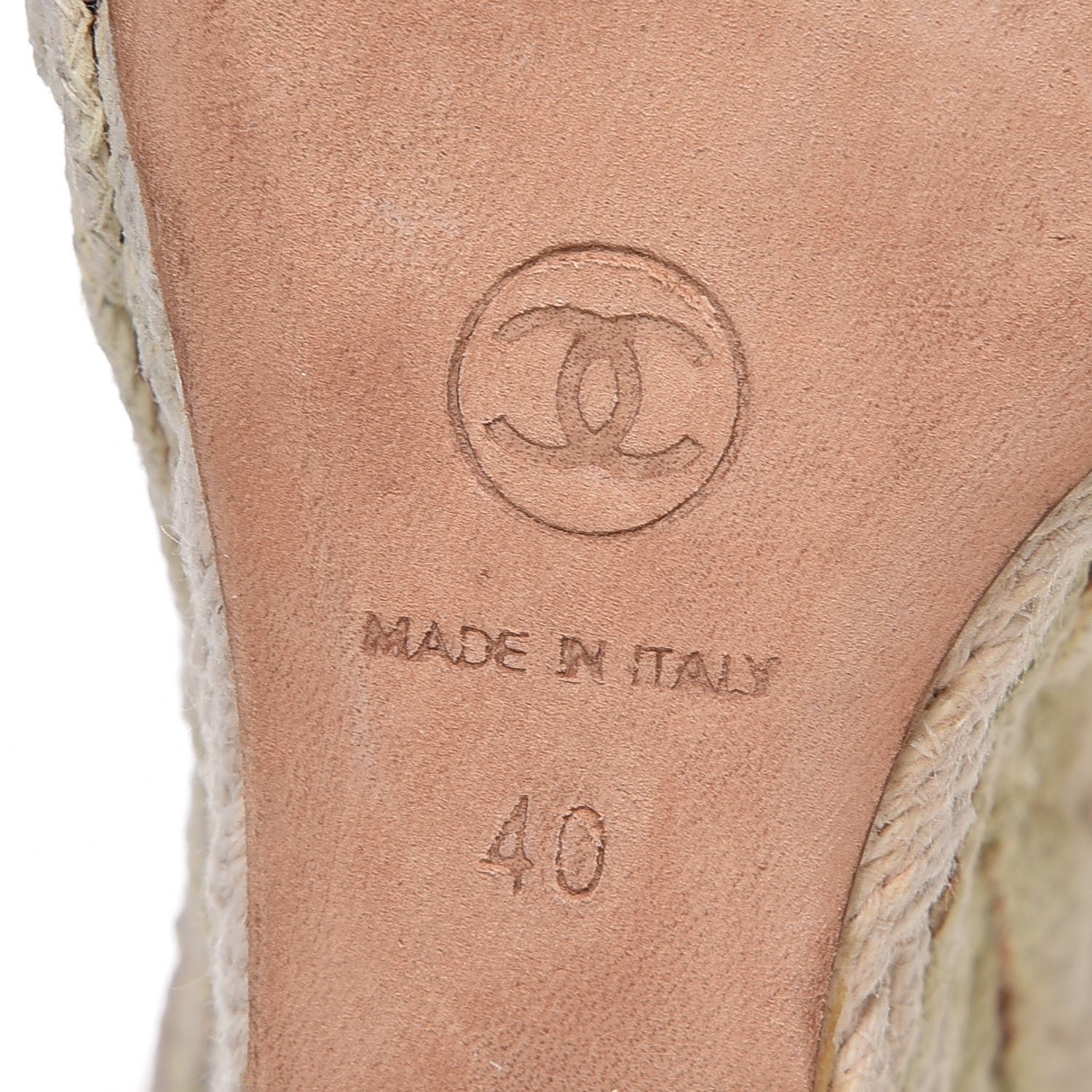 Chanel Lambskin Cap Toe Espadrille Wedge Pumps 40 Beige Black 7 of 20