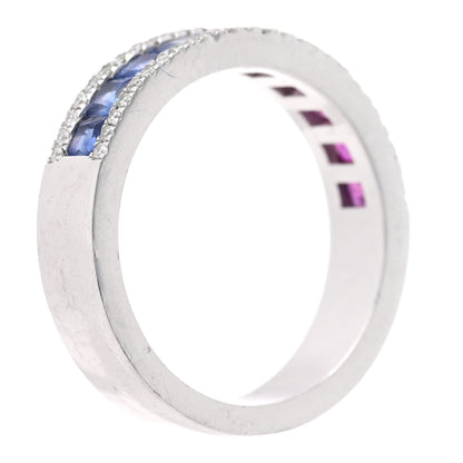 Parker & West by FASHIONPHILE 14K White Gold Diamond Blue Pink Sapphire .20ctw Band Ring 53 6.25 6 of 9