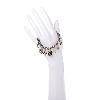 Chanel Lambskin Crystal CC Logo Charming Bracelet Gold Black 2 of 5
