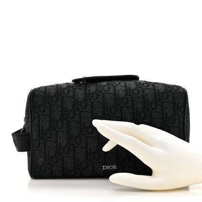 Christian Dior Oblique Jacquard Toiletry Pouch Black 2 of 7