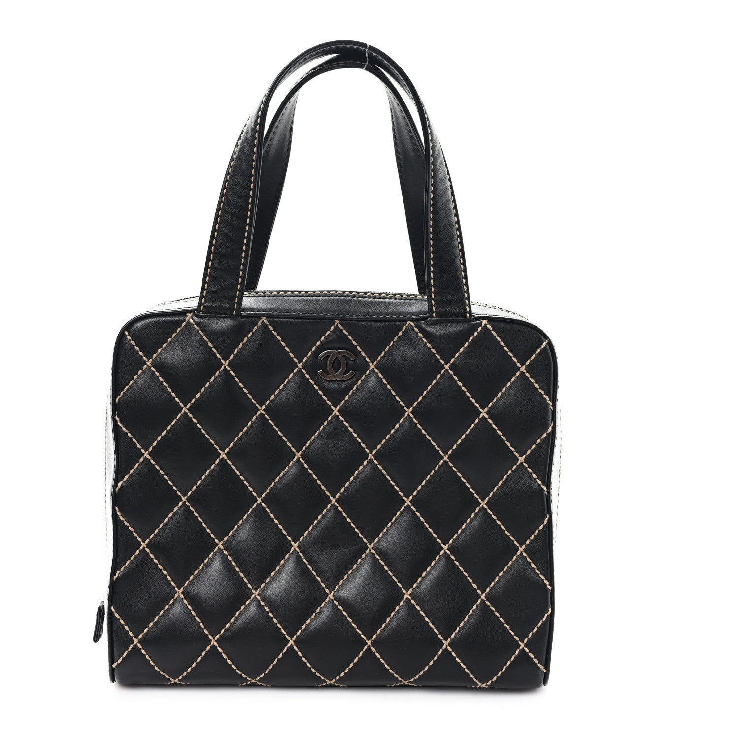 Chanel Calfskin Wild Stitch Vertical Top Handle Bag Black 1 of 11