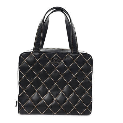Chanel Calfskin Wild Stitch Vertical Top Handle Bag Black 1 of 11
