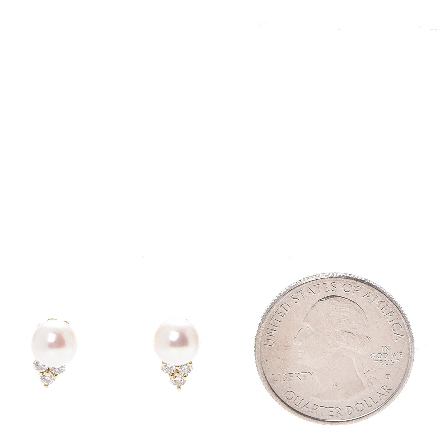 18K Yellow Gold Diamond Akoya 7mm Aria Pearl Earrings