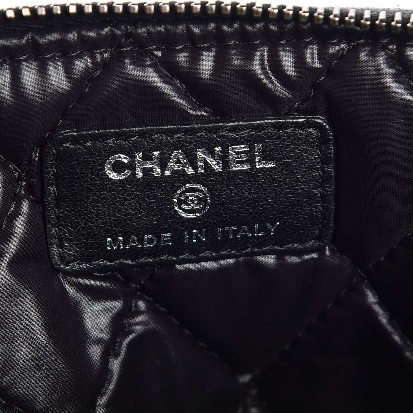 Lambskin Patent Quilted Medium Cosmetic Case Black