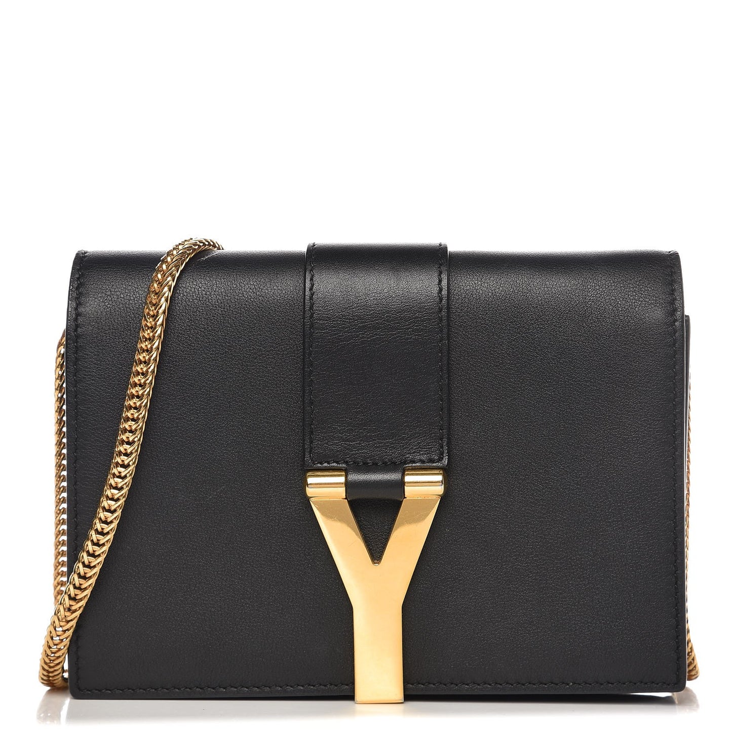 Calfskin Small Classic Y Satchel Bag Black