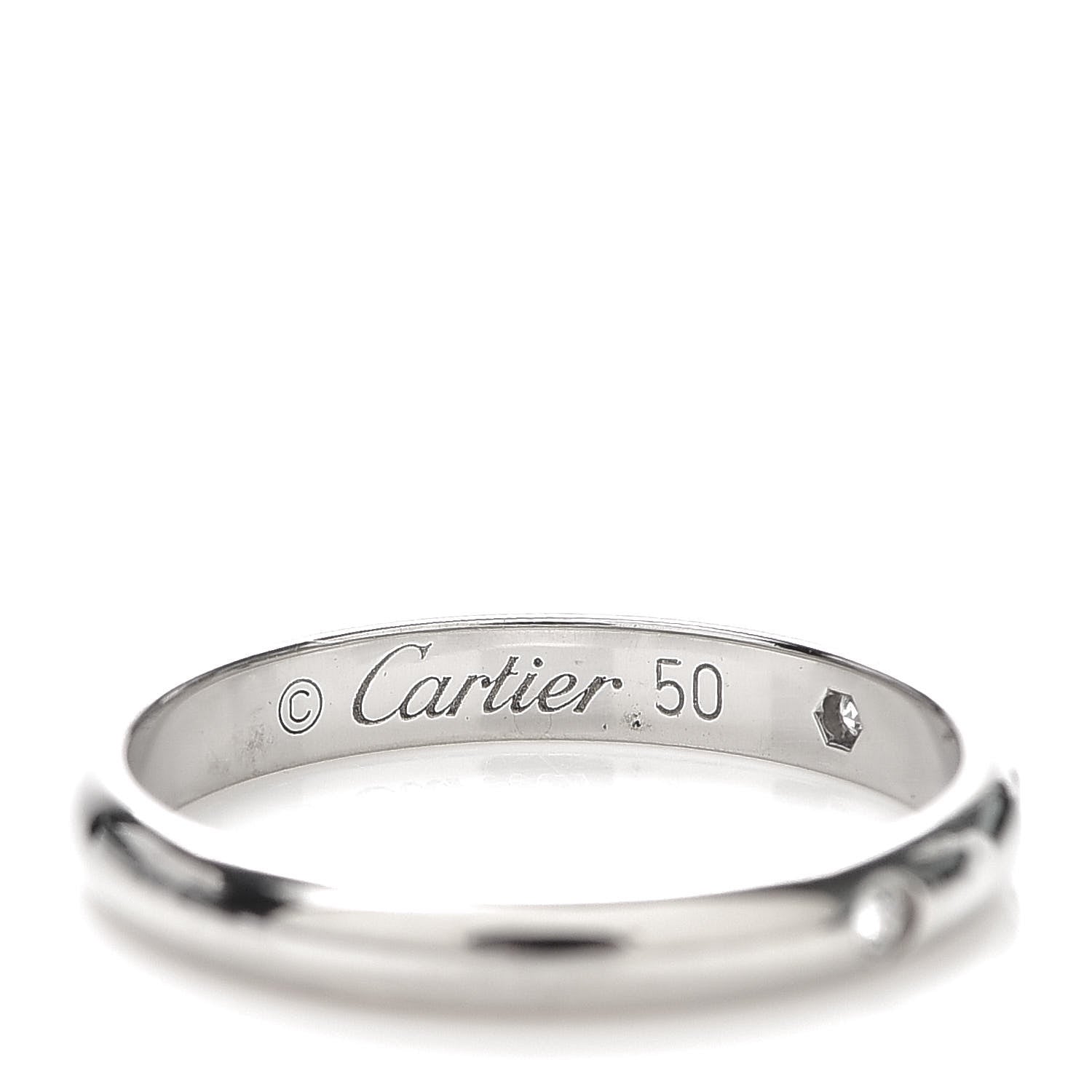 Cartier Platinum 3 Diamond 2.6mm 1895 Wedding Band Ring 50 5.25 5 of 6