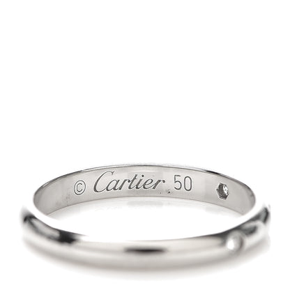 Cartier Platinum 3 Diamond 2.6mm 1895 Wedding Band Ring 50 5.25 5 of 6