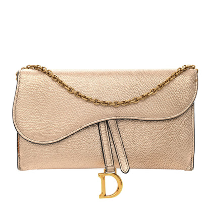 Christian Dior Metallic Grained Calfskin Saddle Chain Wallet Pouch 3 of 16