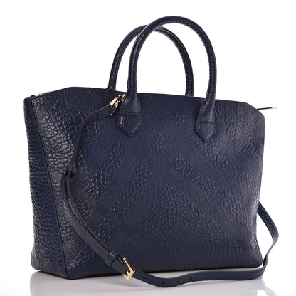 Burberry Heritage Grain Check Embossed Medium Dewsbury Tote Blue Carbon 3 of 8