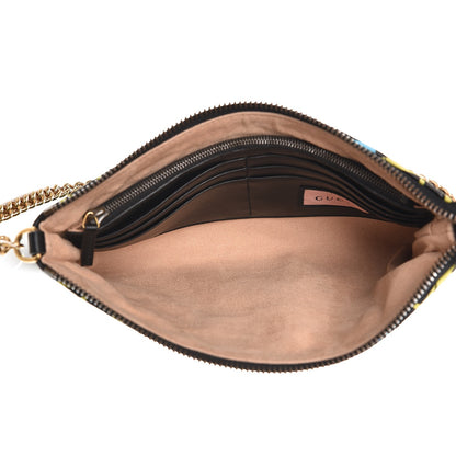 Gucci Calfskin Matelasse Printed Mini GucciGhost GG Marmont Chain Bag Black New Acquamarine 5 of 7