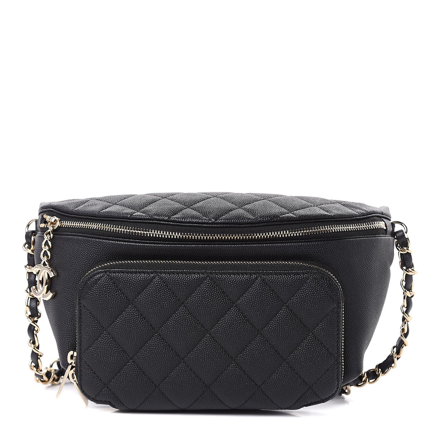 Caviar Quilted Business Affinity Waist Belt Bag Black