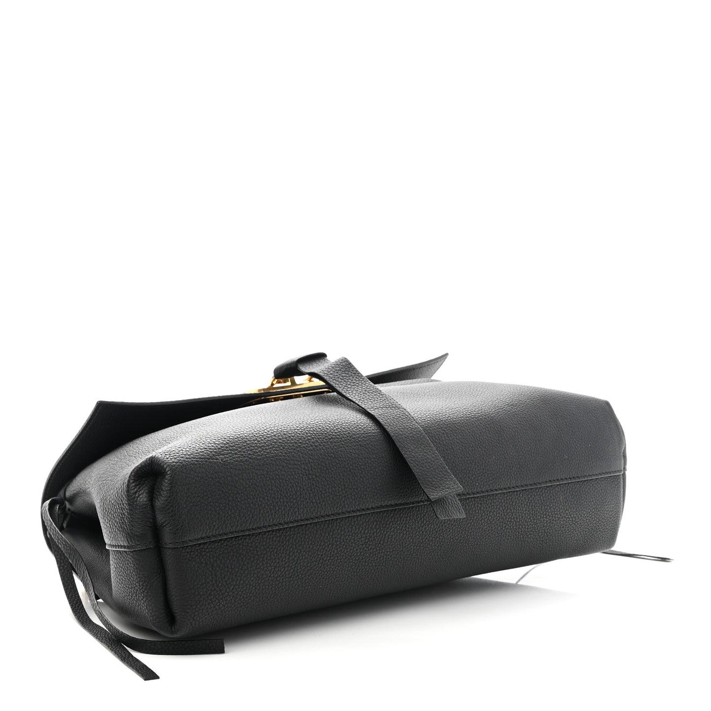 Pebbled Calfskin Large VRing Chain Shoulder Bag Black