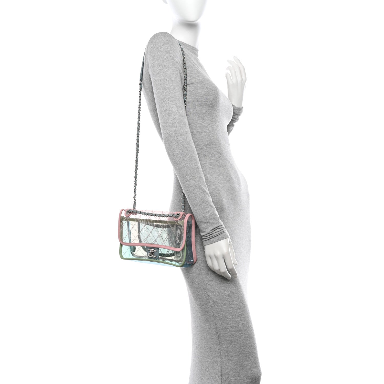 Chanel Lambskin PVC Quilted Medium Coco Splash Flap Blue Green 2 of 11
