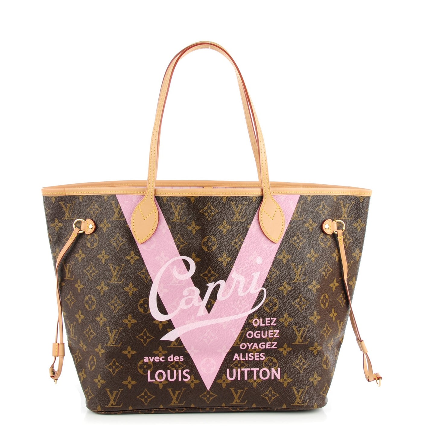 Monogram Capri V Neverfull MM Rose Ballerine