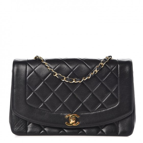 Lambskin Quilted Medium Single Flap Black