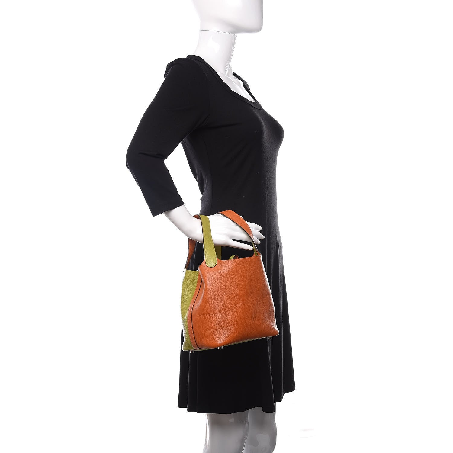 Hermes Chevre Picotin 18 PM Potiron Vert Anis 2 of 10