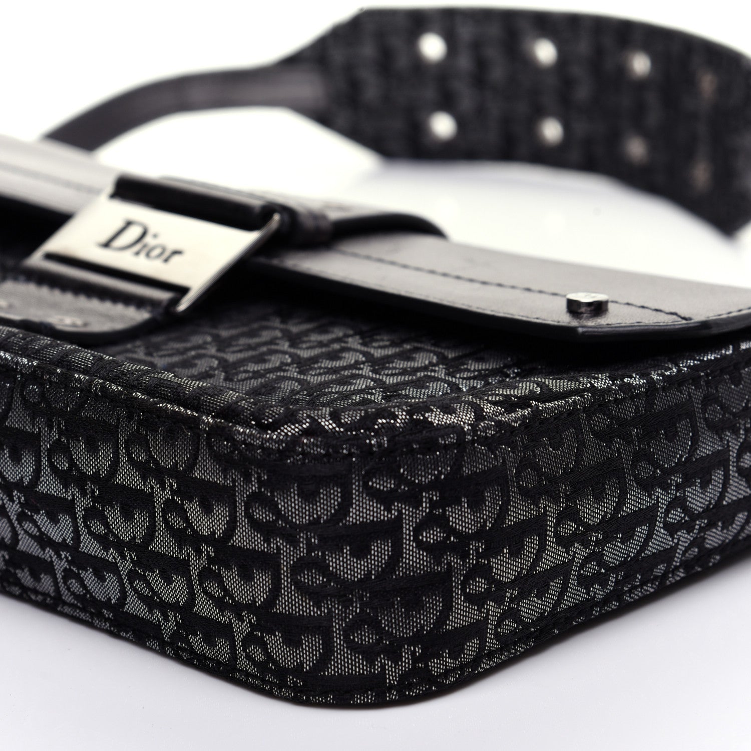 Christian Dior Metallic Monogram Street Chic Shoulder Bag Black 6 of 13