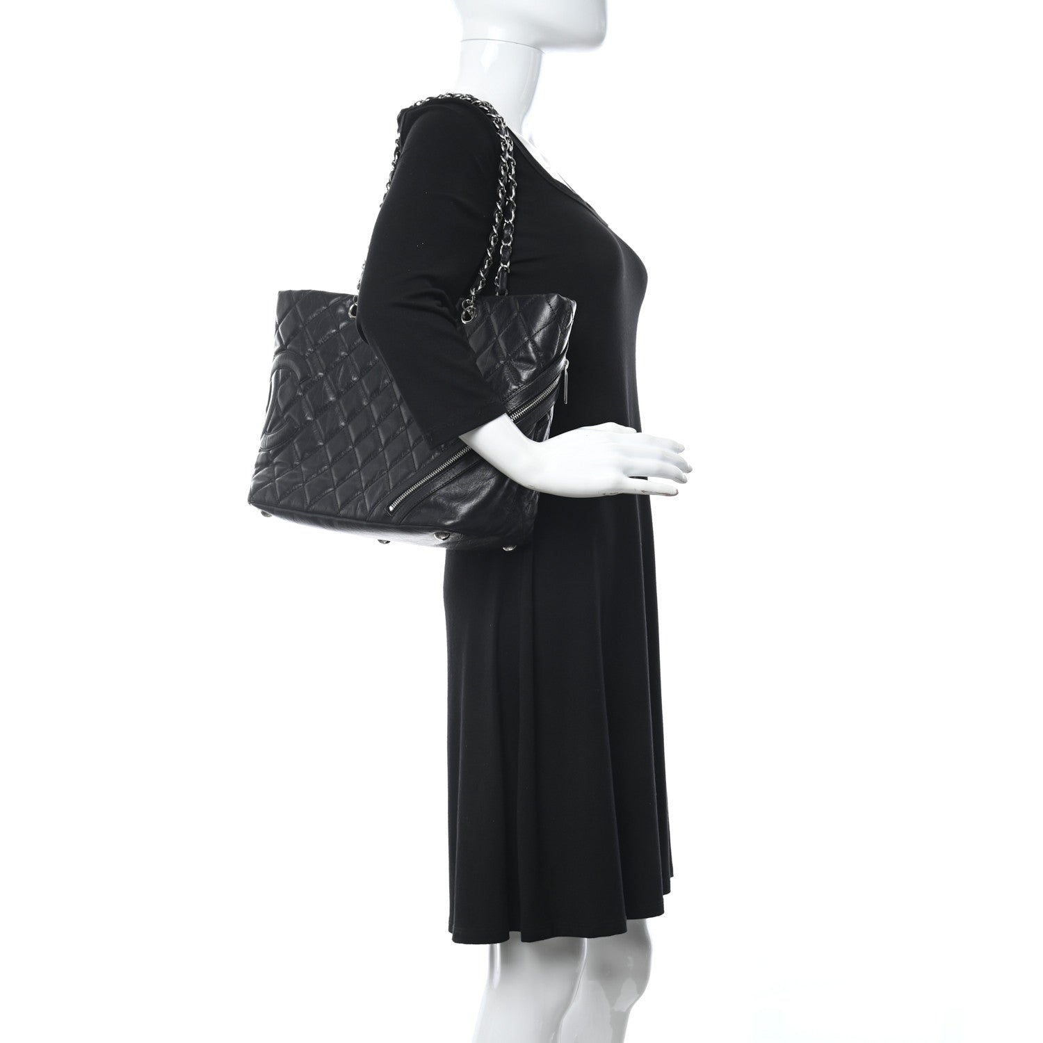 Chanel Aged Calfskin Quilted Large Cotton Club Tote Black 2 of 14