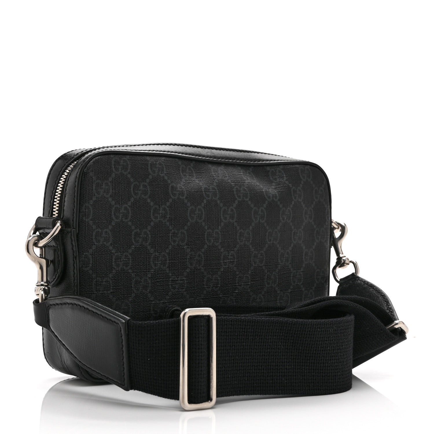 Gucci GG Supreme Monogram Azalea Calfskin Retro Interlocking G Wristlet Shoulder Bag Black 3 of 10
