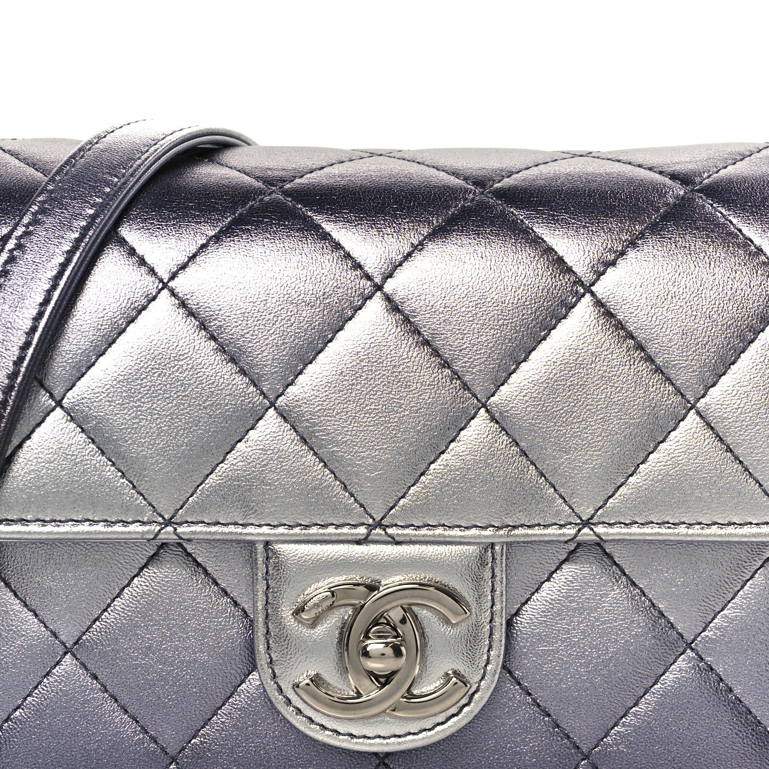 Chanel Metallic Lambskin Like A Wallet Flap Silvery Black 9 of 11