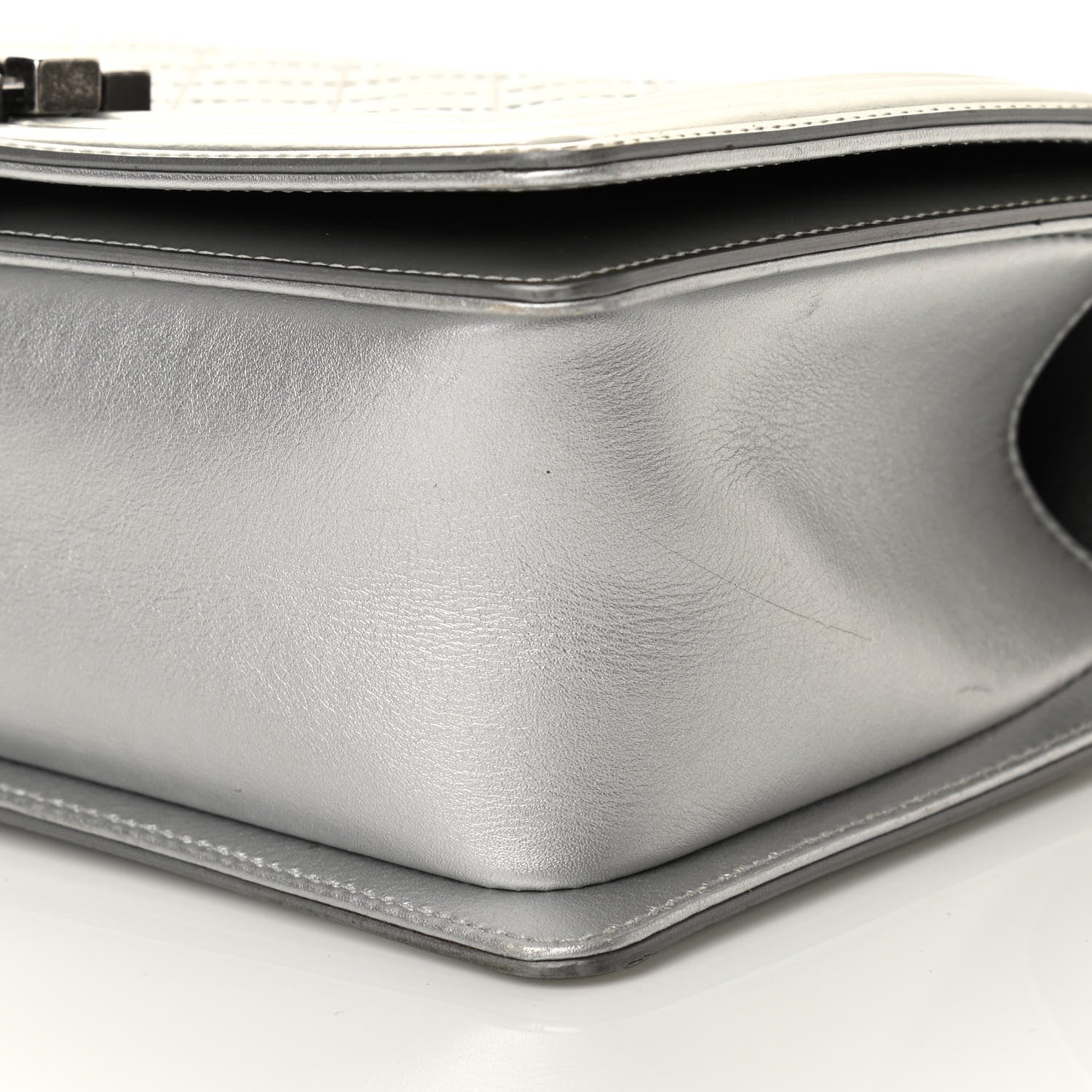 Chanel Metallic Patent Calfskin Quilted Medium Boy Flap Silver 10 of 11