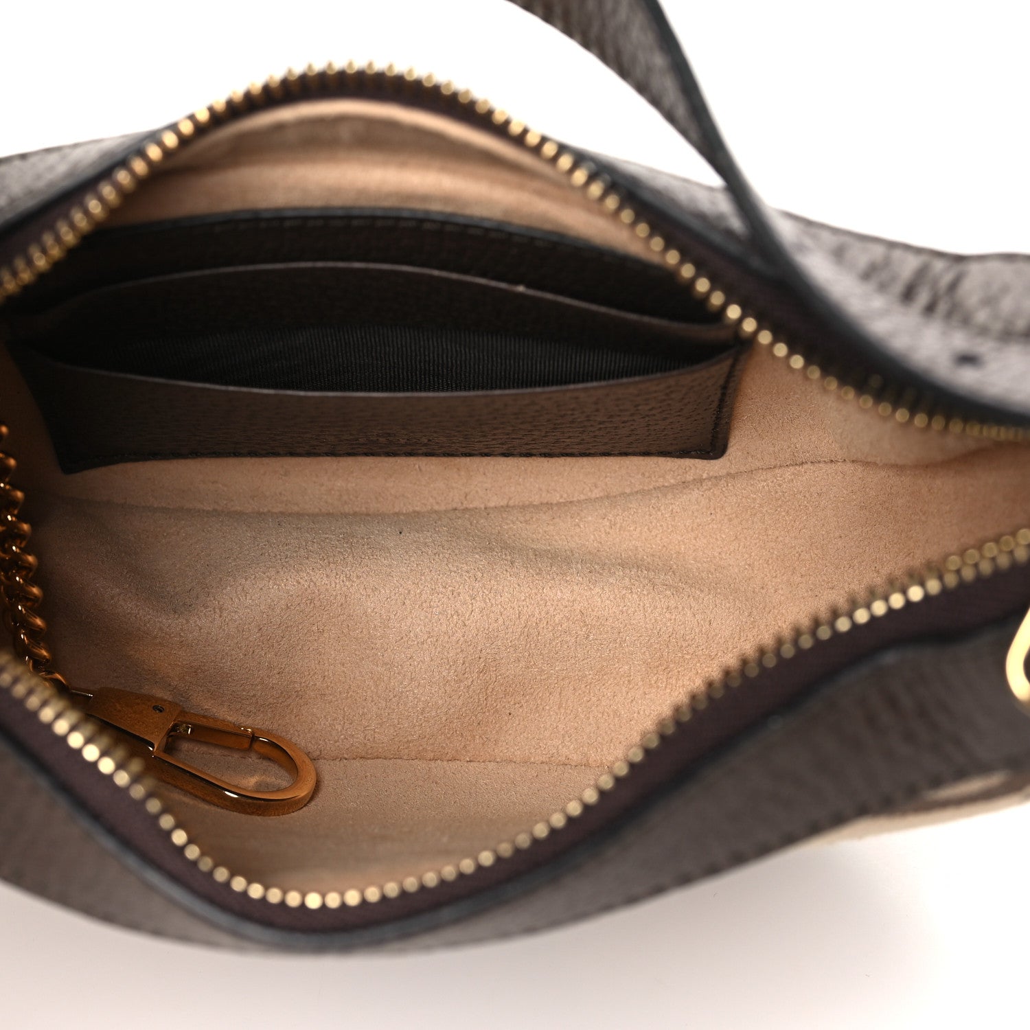 Gucci Monogram Jumbo GG Textured Dollar Calfskin Web Mini Ophidia Half Moon Hobo Camel Ebony New Acero 5 of 11