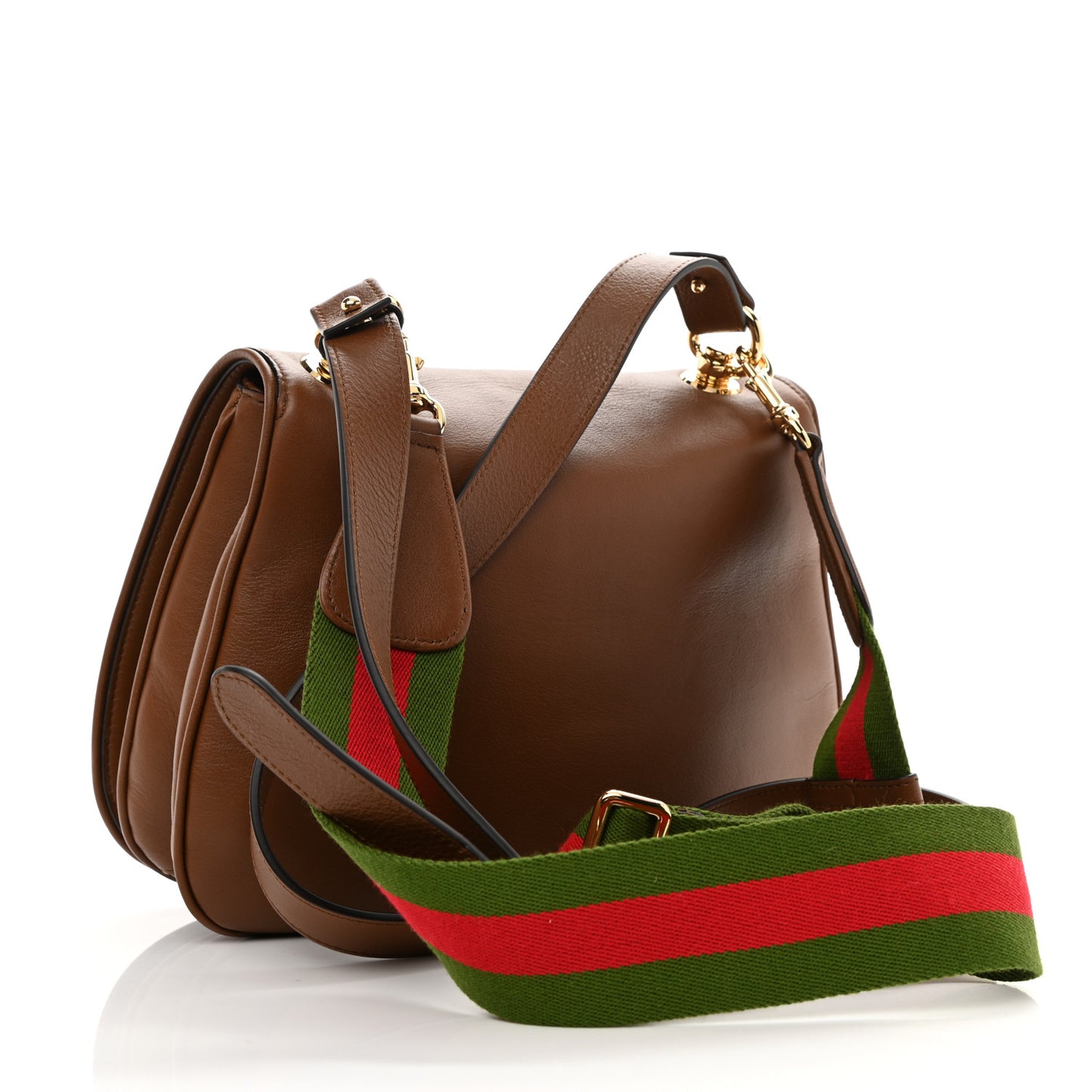 Roxy Calfskin Web Medium Blondie Shoulder Flap Bag Cuir