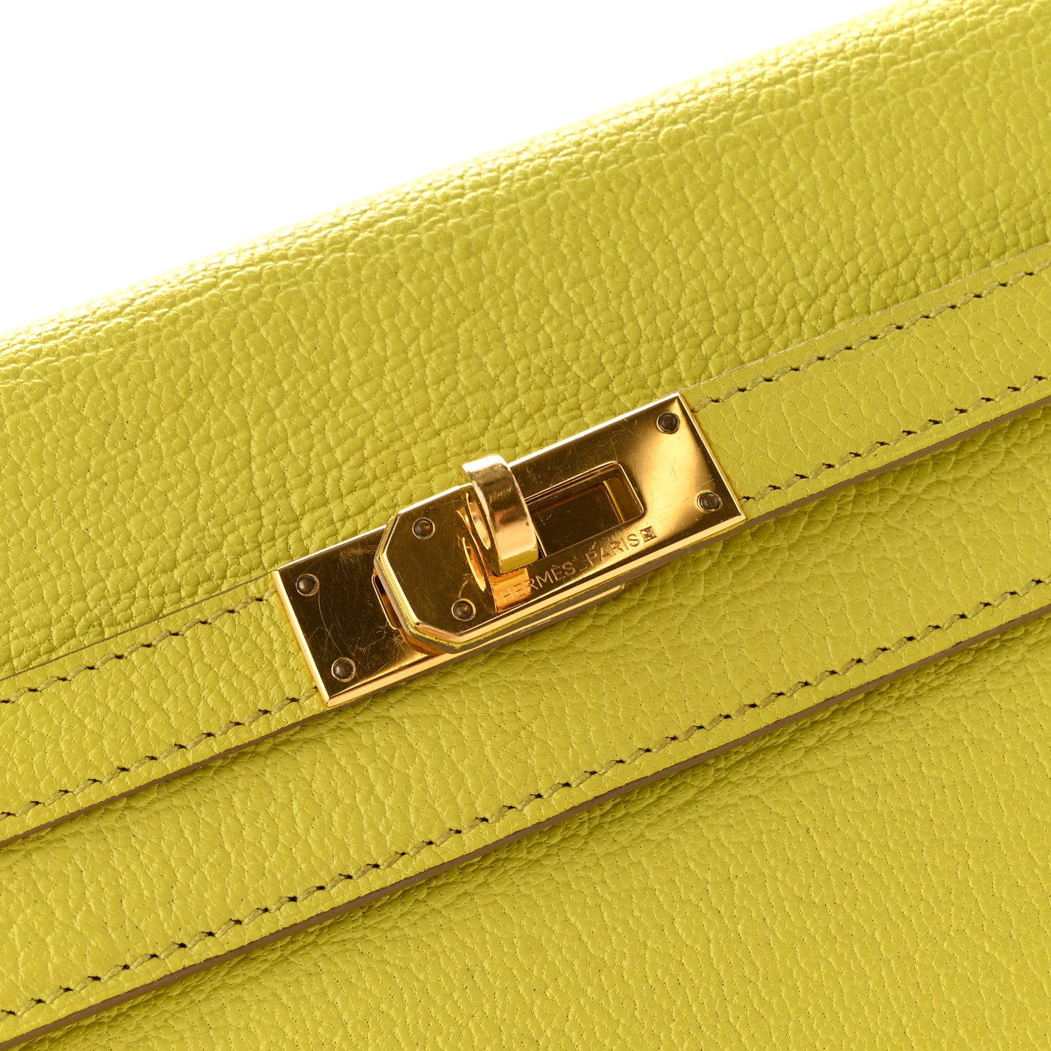Hermes Chevre Mysore Kelly Longue Wallet Lime 9 of 12