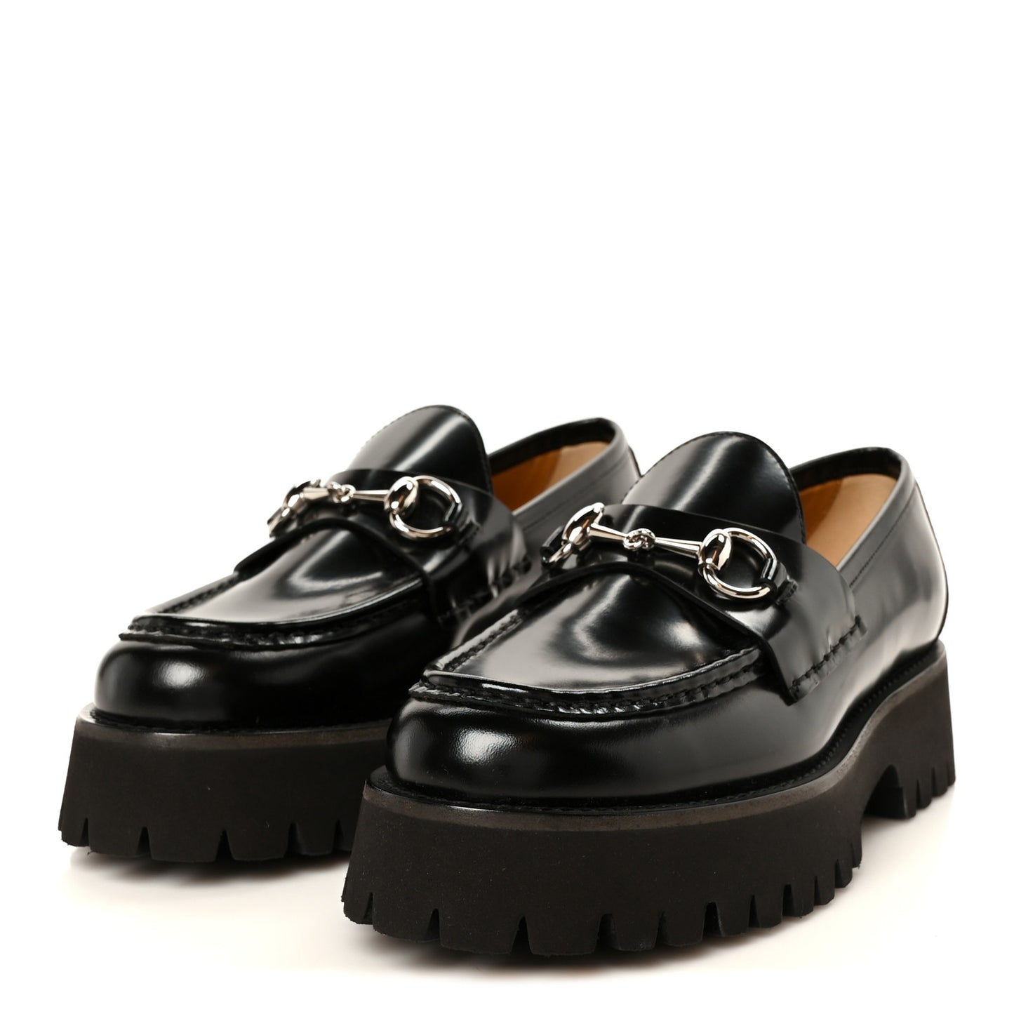 Cordovan Lux Womens Horsebit 45mm Platform Loafers 37.5 Black