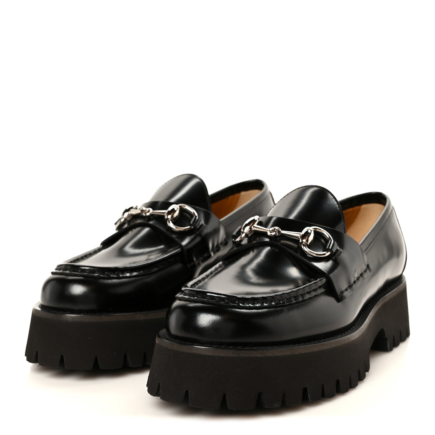 Gucci Cordovan Lux Womens Horsebit 45mm Platform Loafers 37.5 Black 4 of 11