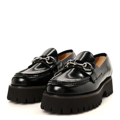 Gucci Cordovan Lux Womens Horsebit 45mm Platform Loafers 37.5 Black 4 of 11