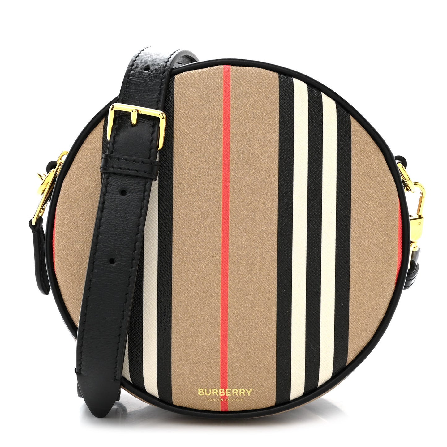 E-Canvas Calfskin Icon Stripe Louise Bag Archive Beige