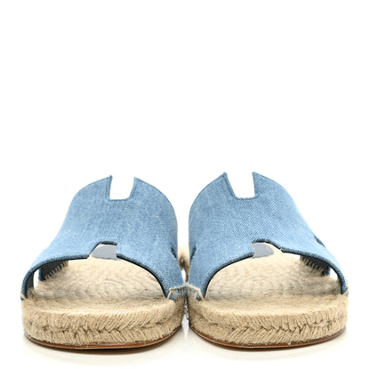 Hermes Denim Canvas Antigua Espadrille Sandals 40 Bleu Clair 2 of 9
