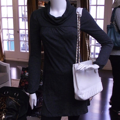 Chanel Leather Quilted Shoulder Tote White 2 of 12