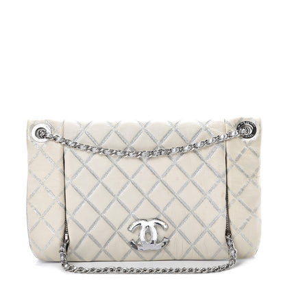 Chanel Lambskin Embossed CC Flap Shoulder Bag White 1 of 13
