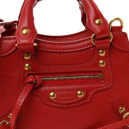 Balenciaga Grained Calfskin Neo Classic Gold Hardware Nano City Crossbody Medium Red 8 of 10