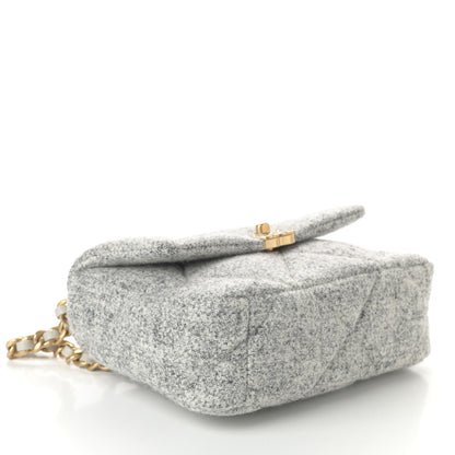Chanel Tweed Quilted Medium Chanel 19 Flap Grey Ecru 4 of 11
