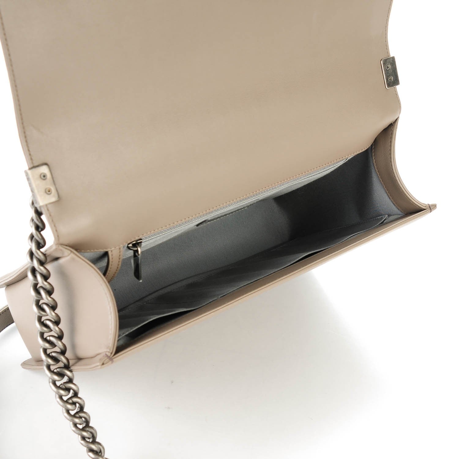 Chanel Calfskin Chevron Large Boy Flap Grey 5 of 7