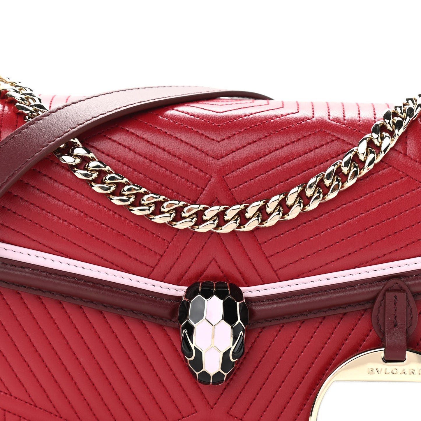 Quilted Nappa Smooth Calfskin Serpenti Forever Diamond Blast Shoulder Bag Red